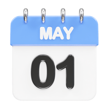 May month calendar icon 3d rendering illustration png