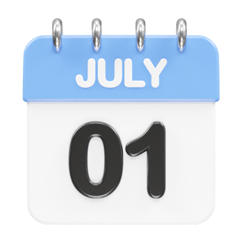 July month calendar icon 3d rendering illustration png