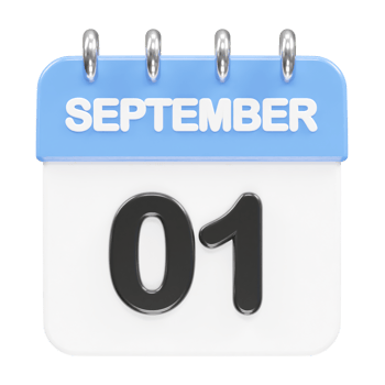 September month calendar icon 3d rendering illustration png