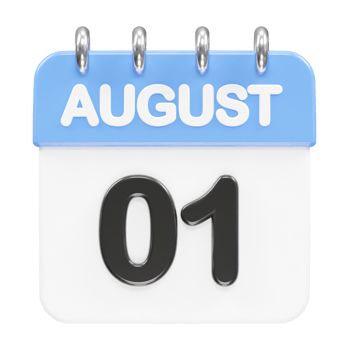 August month calendar icon 3d rendering illustration png