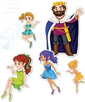 king and queens on white background vector
