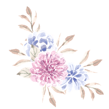 Dahlia and Blue Watercolor Flower Arrangement png