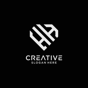 Creative style hh letter logo design template with diamond shape icon vector