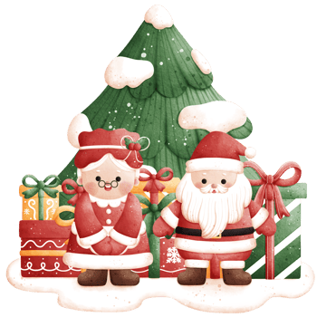 Watercolor Santa Claus and Mrs Claus Illustration png