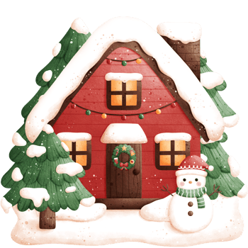 Watercolor Christmas House Illustration png