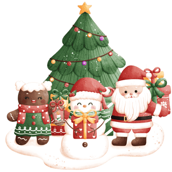 Watercolor Santa Claus and Friends Illustration png