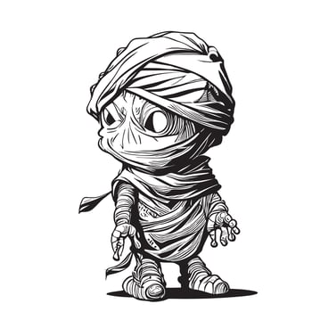 Cute mummy sketch hand drawn in doodle style Vector illustration