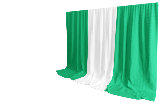 Nigeria Flag Curtain in 3D Rendering called Flag of Nigeria png