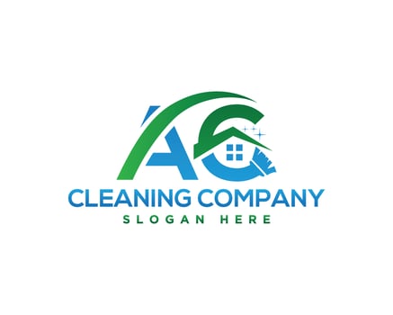 Abstract AC letter logo design with clean house symbol vector template.