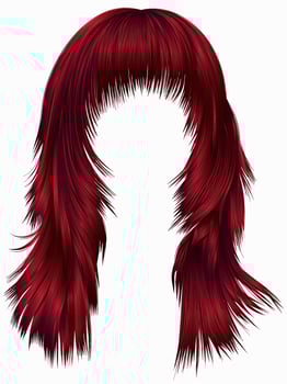 trendy woman long hairs Red colors .  beauty fashion .  realistic 3d vector