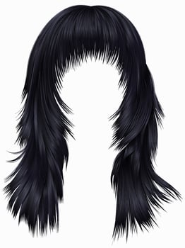 trendy woman long hairs brunette black  colors .  beauty fashion .  realistic 3d vector