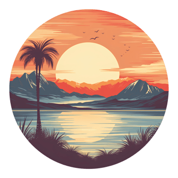 sunset beach vintage ai generative png