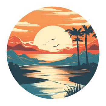 sunset beach vintage ai generative png