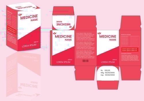 Medicine package design. Medicine box template design. Package die cut template, package design. vector