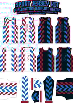 Red Blue Stripes Jersey Design Sportswear Layout Template vector