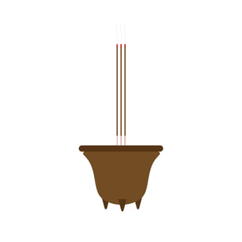 ceramic incense bowl flat design vector illustration. chinese culture tradition