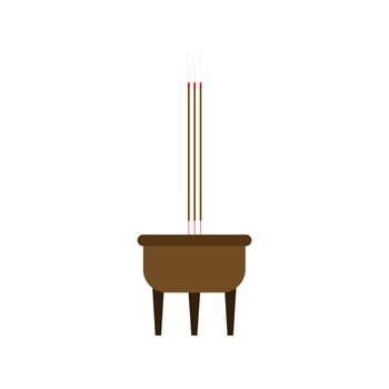 ceramic incense bowl flat design vector illustration. chinese culture tradition