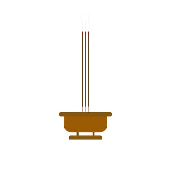 ceramic incense bowl flat design vector illustration. chinese culture tradition