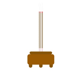ceramic incense bowl flat design vector illustration. chinese culture tradition