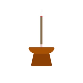 ceramic incense bowl flat design vector illustration. chinese culture tradition