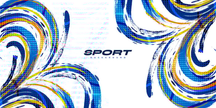 Sport Grunge Banner with Colorful Brushstroke Illustration and Halftone Effect. Scratch and Texture Elements For Design vector
