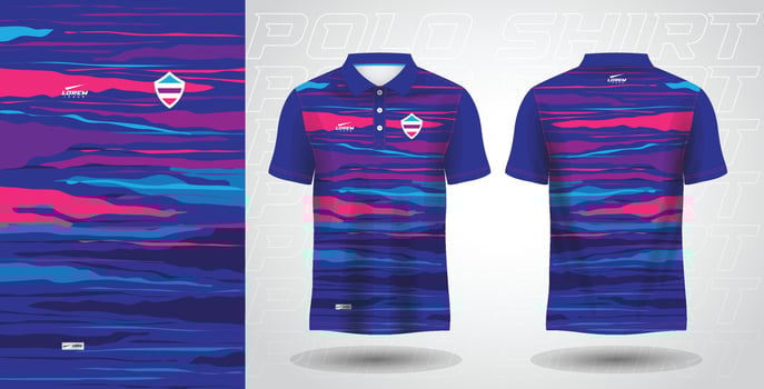blue purple and pink color polo sport shirt jersey template vector