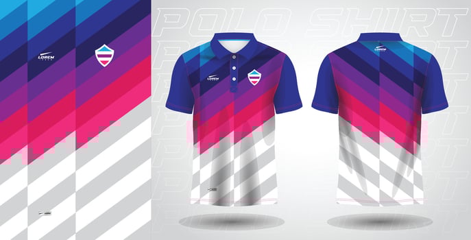 blue purple and pink color polo sport shirt jersey template vector
