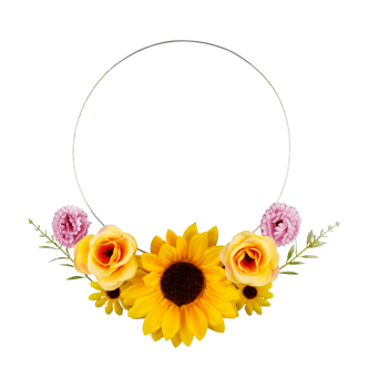 romantic frame of sunflowers and flowers png