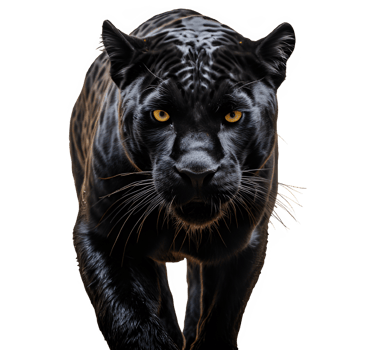 black panther isolated on transparent background ,the big black cat glared png ,generative ai