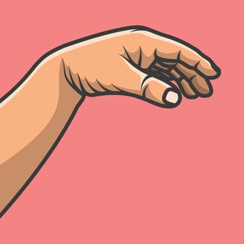 Outline Human Hand of Young Man Showing Fingers vector illustration.