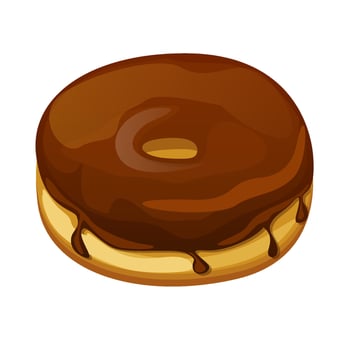 Vector donut with chocolate glaze. Donut icon. Sweet dessert. Fast food