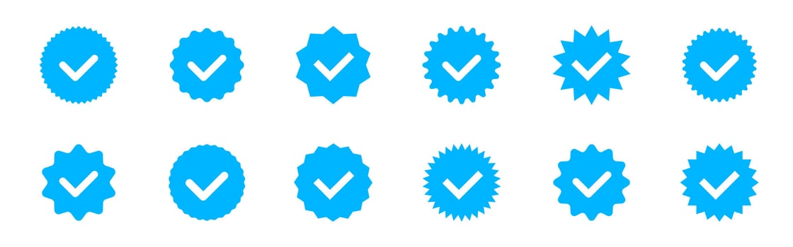 Account verification icon. Social media verification icons. Verified badge profile set. Blue check mark icon. vector