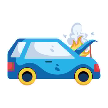 Trendy Burning Car vector
