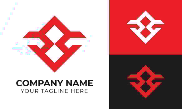 Modern minimal monogram business logo design template Free Vector