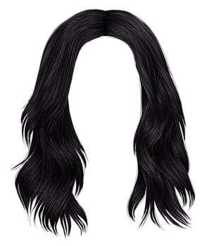 trendy woman long hairs brunette black colors .  beauty fashion .  realistic  graphic 3d vector