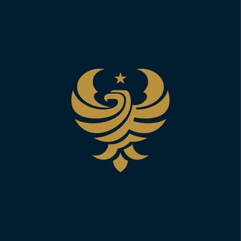 simple eagle logo with stars vector