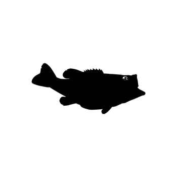 Bass Fish Silhouette, can use for Art Illustration, Logo Gram, Pictogram, Mascot, Website, or Graphic Design Element. Vector Illustration