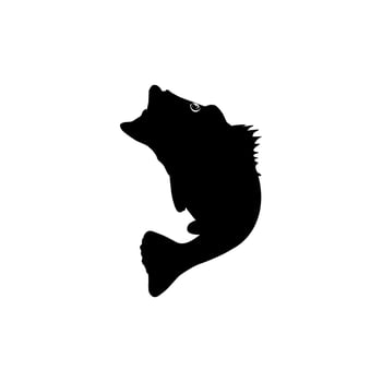 Bass Fish Silhouette, can use for Art Illustration, Logo Gram, Pictogram, Mascot, Website, or Graphic Design Element. Vector Illustration