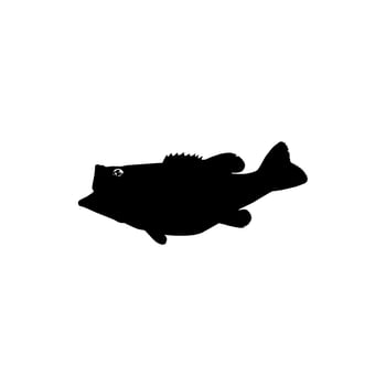 Bass Fish Silhouette, can use for Art Illustration, Logo Gram, Pictogram, Mascot, Website, or Graphic Design Element. Vector Illustration