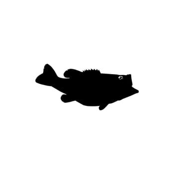 Bass Fish Silhouette, can use for Art Illustration, Logo Gram, Pictogram, Mascot, Website, or Graphic Design Element. Vector Illustration