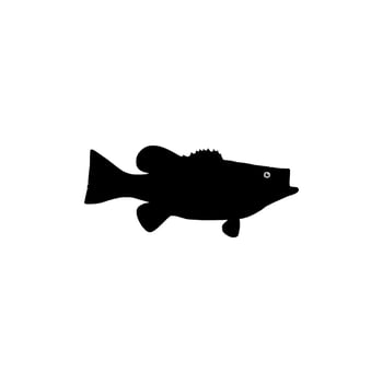Bass Fish Silhouette, can use for Art Illustration, Logo Gram, Pictogram, Mascot, Website, or Graphic Design Element. Vector Illustration