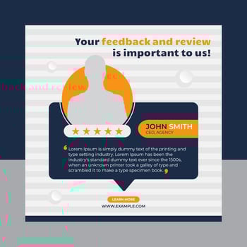 Customer feedback review or testimonial design social media post template vector
