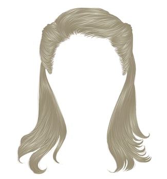 trendy woman long hairs blond colors .  beauty fashion .  realistic  graphic 3d.retro vector