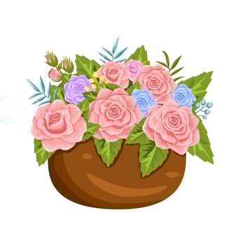 Vector rose flower arrangement in pot