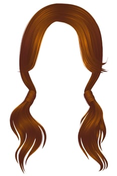 trendy women hairs red colour.two Pigtails .  fashion beauty style . vector