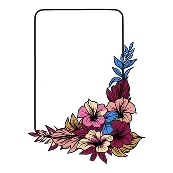 Geometric frame with tropical flowers vector