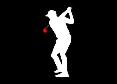 High details of golf player silhouette. Minimal symbol and logo of sport. Fit for element design, background, banner, backdrop, cover. Vector Eps 10