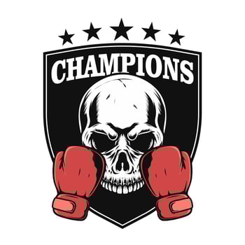 boxing logo design with skull mascot vector