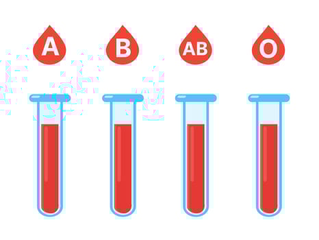 Blood test tube icons set with red liquid. Vector illustration flat design style.