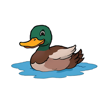 Duck Swimming Hand Drawn Cartoon Style Illustration AI Generated png